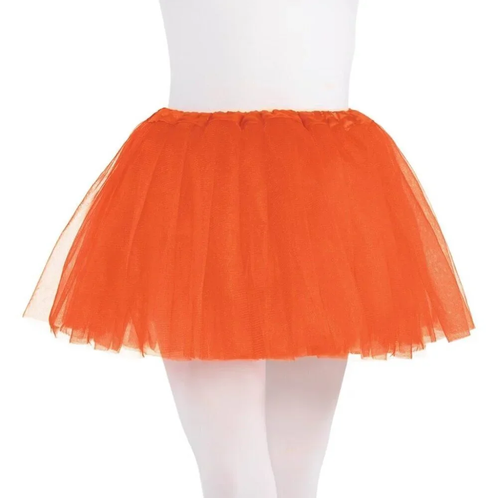 Youth Child Size S/M Mesh Tutu Skirt Orange Ideal for Play Pretend Halloween 444